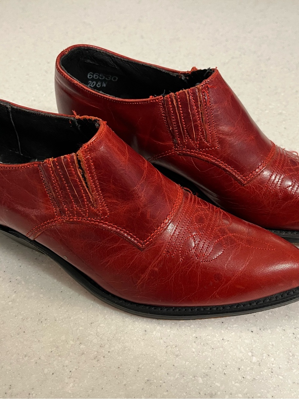 CodeWest Red Leather Western Ankle Boots Women’s Size 5.5